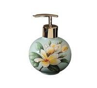 Distributeur de Lotion, Distributeur Gel Douche, Liquide Vaisselle for Cuisine, Savon à Main, 1 Pompe Florale Peinte la Orientale(Pale Green)