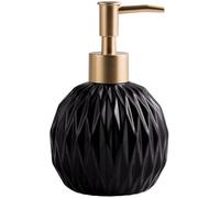 Distributeur de Lotion, Distributeur Gel Douche, Liquide Vaisselle for Cuisine, Savon en céramique à géométrie Relief, Flacon Pompe(Black)