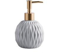 Distributeur de Lotion, Distributeur Gel Douche, Liquide Vaisselle for Cuisine, Savon en céramique à géométrie Relief, Flacon Pompe(Gray)