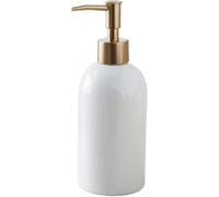 Distributeur de Lotion, Distributeur Gel Douche, Liquide Vaisselle for Cuisine, Savon en céramique, Bouteille Rechargeable à Pompe dorée Vintage(White)