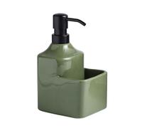 Distributeur de lotion en céramique avec porte-éponge 2 en 1 pour cuisine, hôtel, salle de bain, bouteille de savon à vaisselle (Gr n)