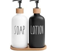 Distributeur de lotion L'ensemble De Distributeur Savon Contient Un For Les Mains Et La Vaisselle Adapté À Décoration Cuisine Bouteille de savon multi-usages(Sl Black White+Tray)