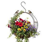 Distributeur de matériel pour construire des nids d'oiseaux - Cadre de couronne en forme de lune comme décoration - Récipient en fil de fer pour colibri - Pour balcon, jardin, terrasse, salon