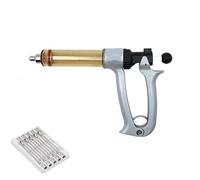 Distributeur De Médicaments Vétérinaires Seringue Continue De Vaccin 25Ml/50Ml Injecteur À Échelle Semi-automatique 10 Aiguilles Outils Vétérinaires Pour Poulet Et Mouton(50ml,9x13)