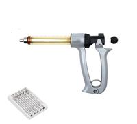 Distributeur De Médicaments Vétérinaires Seringue Continue De Vaccin 25Ml/50Ml Injecteur À Échelle Semi-automatique 10 Aiguilles Outils Vétérinaires Pour Poulet Et Mouton(25ml,9x13)