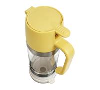 Distributeur de miel en verre, pot anti-goutte de 255 g, 10 × 6,8 × 18 cm, récipient pour sirop d'érable et miel, design facile à verser, utilisation domestique et cadeau, blanc, noir