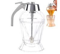 Distributeur de miel sans goutte à goutte, distributeur de récipients à miel,Pot de miel transparent de type poussoir avec support | Distributeur de sirop lavable au lave-vaisselle, bouteille de miel