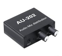 Distributeur de mixage audio avec double entrée 2 sorties, casque à faible bruit pour amplificateur avec contrôle du volume indépendant, alimentation externe pour amp, DC5-19V, noir