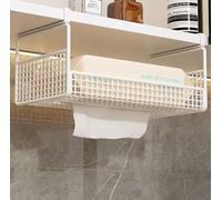 Distributeur de mouchoirs à suspendre sous l'armoire en fer, rangement mural pour salle de bain et cuisine, base antidérapante, grande capacité pour les serviettes en papier, blanc (blanc)