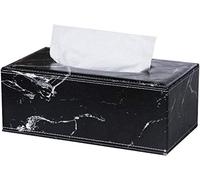 Distributeur de mouchoirs en Cuir, boîte à mouchoirs en Cuir, Plateau de Serviettes en marbre, tiroir à Motif de marbre, tiroir de Style de Luxe léger, Noir-marbre