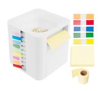 Distributeur de notes adhésives - Support à rouleau adhésif | Organisateur de bureau | Récipient d'alimentation de bureau avec clips pour bureau, salle de classe, école, cabinet de maintien, maison