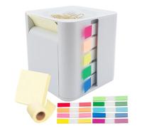 Distributeur de notes autocollantes - Porte-notes de bureau, conteneur en rouleau | Système de tampons super collants pop-up, cube compact de 8,5 cm avec clips inclus, scénario de bureau en classe, 8,