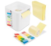 Distributeur de notes pop-up - Blanc - Avec autocollants, clips, instructions (français non garanti), rouleau de notes et notes adhésives - 8,5 x 8,5 x 8,5 cm - Super bloc-notes adhésif pour l'école