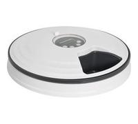 PawHut Distributeur de nourriture distributeur de croquettes pour chat 6 compartiments fonction de musique minuterie blanc gris
