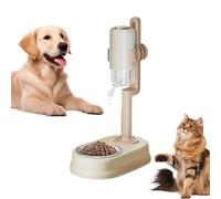 Distributeur de Nourriture et d'eau Automatique Intelligent pour Animaux, Gamelle 2-en-1 avec Réservoir 750ml, Hauteur Réglable, Bol Amovible en Acier Inoxydable pour Chats et Chiens (Blanc)