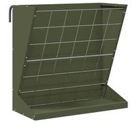 Distributeur de nourriture pour animaux - En métal - Avec bac de récupération - 71 x 33 x 70 cm - Vert olive - Station à foin robuste pour pâturage et écurie - Nichoir résistant aux intempéries pour