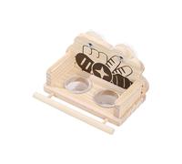 Distributeur de Nourriture pour Cage à Oiseaux Double Réserve D'eau | Distributeur Anti-éclaboussures en Bois avec Perchoir Pour Perruche Pigeon Animal Domestique Intérieur Extérieur