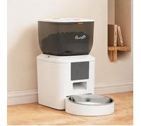 Distributeur de nourriture pour chat connecté 2,4G Wi-Fi, réservoir 4L, programmation 1 à 10 repas quotidiens, finition clean white