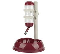 Distributeur de Nourriture pour Chien réglable avec Bouteille d’Eau de 500 ML et bac à Nourriture de 1800 g, mangeoire pour Animaux domestiques à Hauteur réglable pour Chiens et ch (Brun)