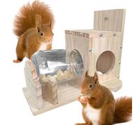 Distributeur de nourriture pour écureuil monté sur l'arbre | Mangeoire pour écureuil en bois montée sur l'arbre | Boîte à nourriture pour écureuil sûre et amusante pour votre arbre de jardin