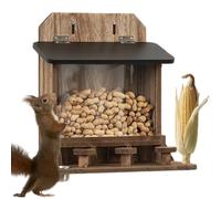Distributeur de Nourriture pour Écureuils - Cabane en Bois Amusante Étanche - Distributeur Anti-Oiseaux pour Écureuils,Station pour Animaux De Compagnie Maïs Nourriture Jardin Arbre Clôture Hiver