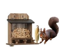 Distributeur de nourriture pour écureuils - Drôle et étanche - Maison en bois suspendue pour station d'alimentation - Distributeur de nourriture d'extérieur pour maïs et noix, jardin, cour, W