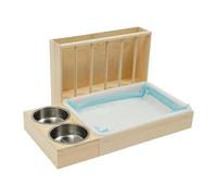 Distributeur de nourriture pour lapin - 53 x 29 x 7 cm - Bol d'eau en bois pour petit animal | Distributeur d'eau pour furet, chinchilla, hérisson, poulet, intérieur ou extérieur, voyage, cage à la