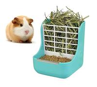 Distributeur de nourriture pour lapins, distributeur de foin, mangeoire pour lapins, cochons d'Inde et cobayes (bleu)