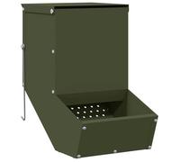 Distributeur de nourriture pour lapins - vidaXL - Vert olive - Acier laminé à froid - 17,5 x 26 x 28,5 cm