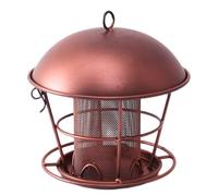 Distributeur de Nourriture pour Oiseaux Anti-Écureuils,Mangeoire à Oiseaux en Métal - Décoration avec Toit Rond 4 Ports pour Jardin Extérieur, Pelouse, Cour et Balcon