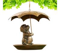 Distributeur de Nourriture pour Oiseaux avec Parapluie - Distributeur Mignon en Métal Tenue par Un Écureuil avec Parapluie - Station pour Colibris Décorations de Jardin Élégantes pour Terrasses