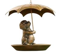 Distributeur de Nourriture pour Oiseaux avec Parapluie - Distributeur Mignon en Métal Tenue par un Écureuil avec Parapluie - Station de Nourrissage Tout Temps Élégante et Conviviale pour Terrasses Pel