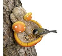 Distributeur de nourriture pour oiseaux sauvages - Spécification du crochet de suspension, composant de sculpture de forêt artistique, fonction d'alimentation à double fonction, surface à pois rouges