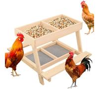 Distributeur De Nourriture Pour Poulets,Table De Nourrissage Pour Coqs À Double Étage | Mangeoire En Bois Fait Main Pour Poulailler Avec 4 Grilles | pour l'Extérieur le Poulailler la Ferme le Canard l