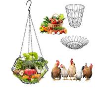Distributeur de nourriture suspendu pour poules, 16,5 cm, pliable, pour légumes, mangeoire, volaille, avec 4 chaînes, distributeur automatique de nourriture pour canard, ferme