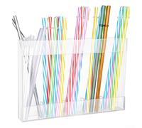 Distributeur de paille en acrylique transparent avec design peu encombrant de 24 cm et autocollants double face, support de paille à monter sur un mur ou une armoire pour une organisation soignée