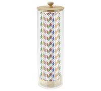 Distributeur de pailles en plastique, support de paille avec couvercle en bambou, 27 x 8 cm, distributeur de pailles transparent, support vintage pour divers organiseurs de pailles
