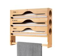 Distributeur de papier d'aluminium avec cutter multifonction pour économiser de l'espace pour cuisine, garde-manger, support mural réutilisable pour la maison et l'appartement