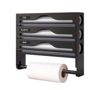 Distributeur de papier d'emballage de cuisine avec cutter multifonction pour économiser de l'espace, parfait pour la cuisine, le garde-manger et l'armoire