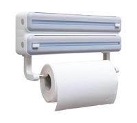 Distributeur de papier étirable - Organisateur d'emballage avec cutter, boîte de rangement murale, coupe-film alimentaire | Design multifonctionnel pour la cuisine, l'organisation des emballages