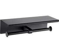 Distributeur de papier toilette avec support pour téléphone portable, distributeur de papier toilette noir, distributeur de rouleaux doubles, distributeur de rouleaux de papier toilette avec tablette,