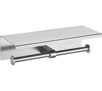Distributeur de papier toilette avec support pour téléphone portable, distributeur de papier toilette brossé, double porte-rouleau, distributeur de rouleaux de papier toilette avec tablette, support m
