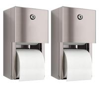 Distributeur de Papier Toilette Commercial (Lot de 2), 2 Rouleaux de Papier Toilette en Acier Inoxydable, Support Mural, distributeurs de mouchoirs verrouillables pour Salle de Bain/Toilettes
