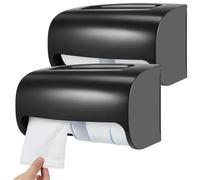 Distributeur de Papier Toilette, Compact, 2 Rouleaux, fermable, Support Mural, Accessoire pour Salle de Bain et Cuisine,Black