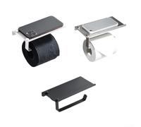 Distributeur de papier toilette en acier inoxydable avec support ou support à vis compatible et étagère pour téléphones, lingettes et fournitures (blanc)