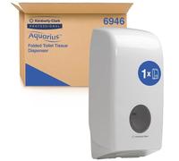 Distributeur de papier toilette plié Aquarius 6946 - 1 x distributeur blanc de papier toilette feuille à feuille