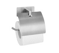 Distributeur de Papier Toilette Turbo-Loc® Genova Matt avec Couvercle, Support Mural pour Rouleau de Papier Toilette, sans perçage grâce aux pastilles adhésives, Support INOX, 14 x 11,4 x 6,2 cm