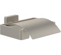 Distributeur de papier toilette Villeroy & Boch Elements - Striking avec couvercle, distributeur de papier toilette à montage mural, laiton, rectangulaire, nickelé brossé mat