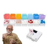 Distributeur de pilules avec alarme - Distributeur de pilules électronique, distributeur de médicaments quotidiens avec 14 grilles pour personnes âgées, seniors, grand-père, grand-mère