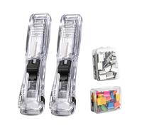 Distributeur de Pinces à Levier - 11,5cm Lot de 2 | PP & Métal Agrafeuse à Clip Réutilisable avec 100 Recharges, pour Comptable Enseignant et Étudiant Organisation Papier Bureau École et Dortoir